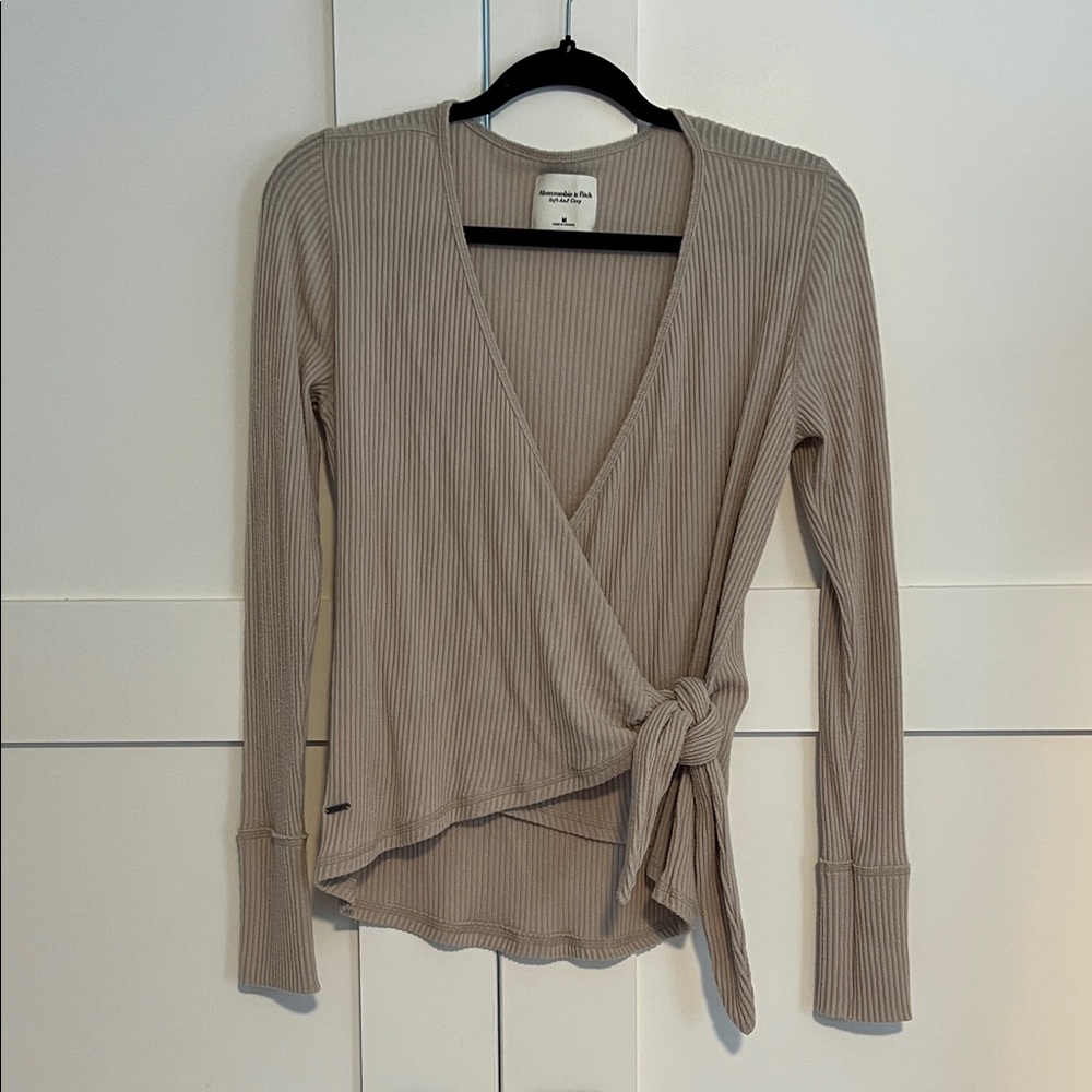 Abercrombie & Fitch Women's Taupe Wrap Top